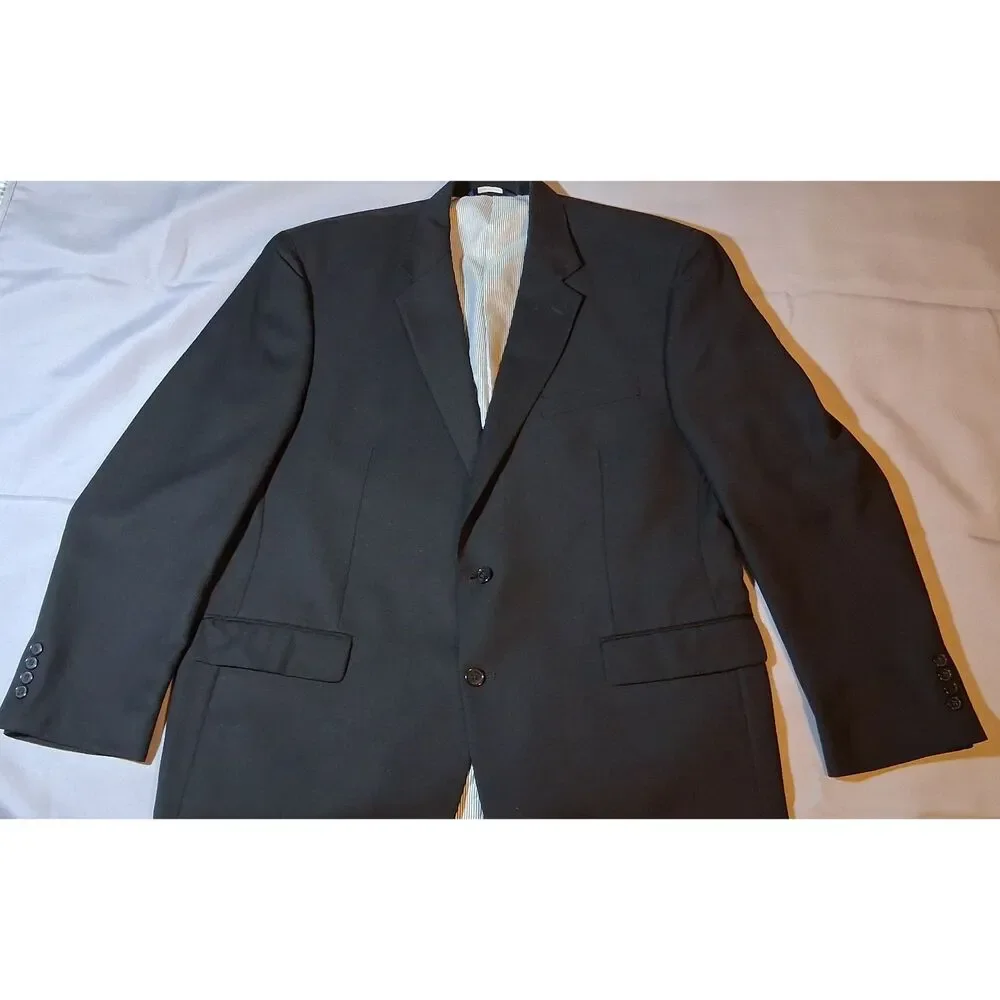 Croft & Barrow Mens Black Two-Button Sport Coat Suit Jacket 46R Formal Business